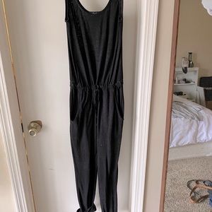 causal, charcoal gray jumpsuit